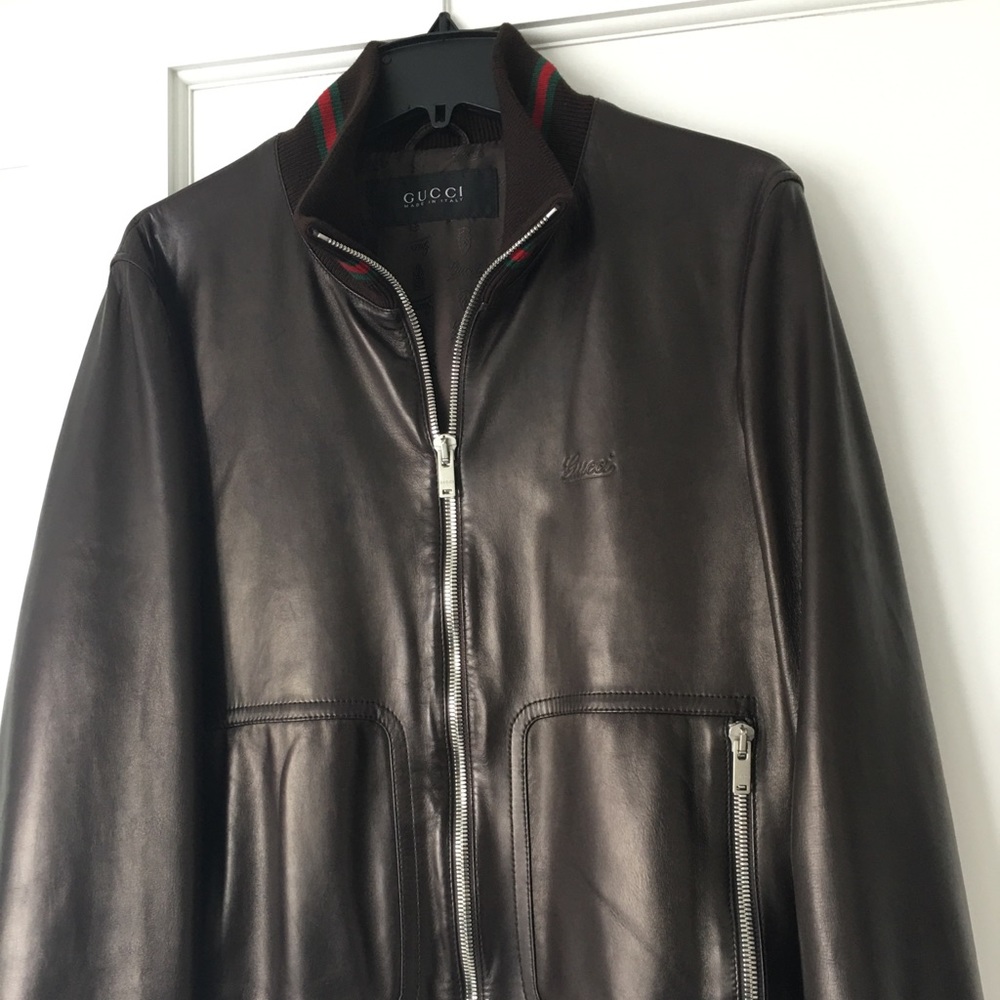 Mens Gucci leather jacket bomber